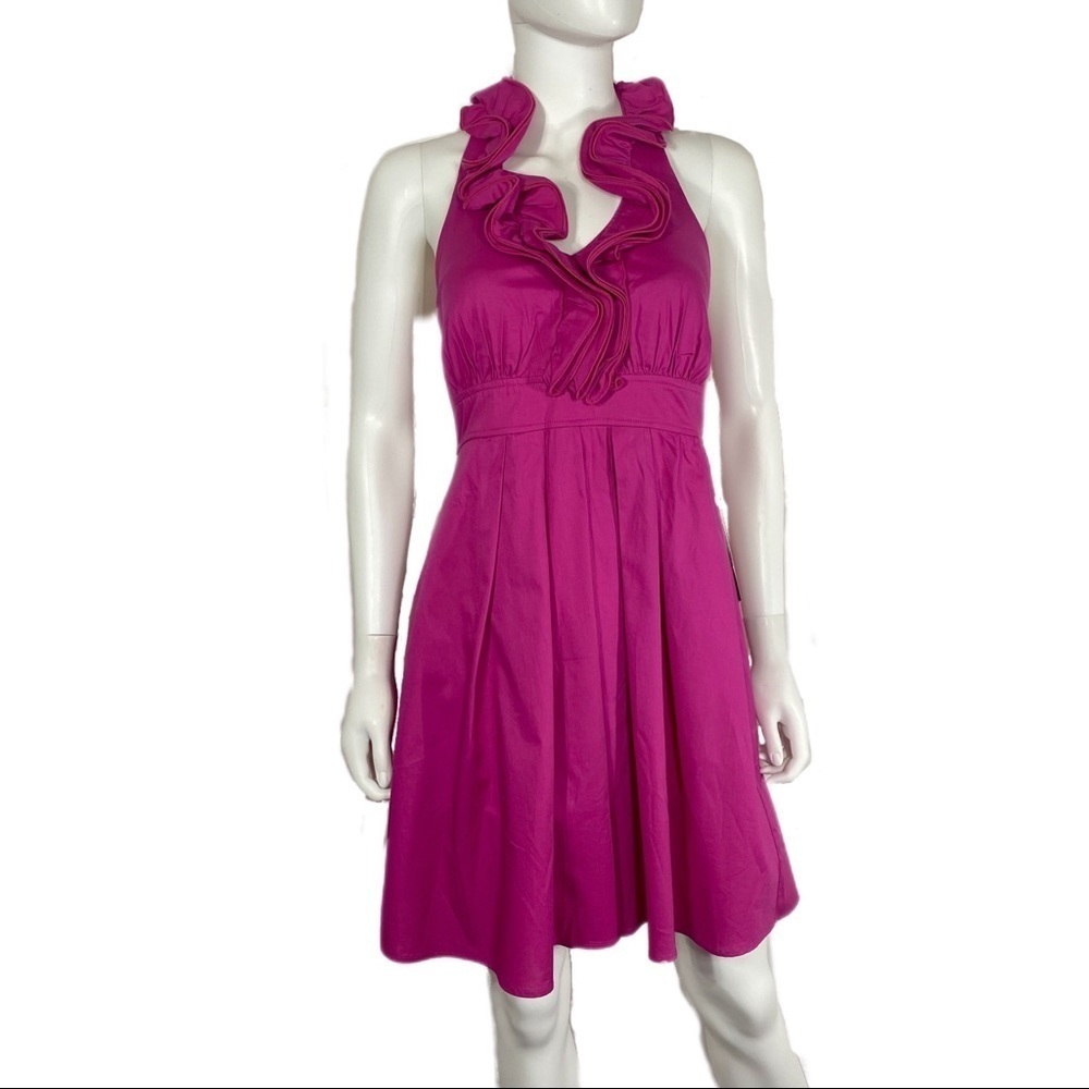I.N. San Francisco Fuchsia Frilled Halter Dress